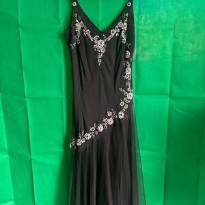 Carmen’s Party Dress Collection- Elegant Black Floral Embroidered Dress